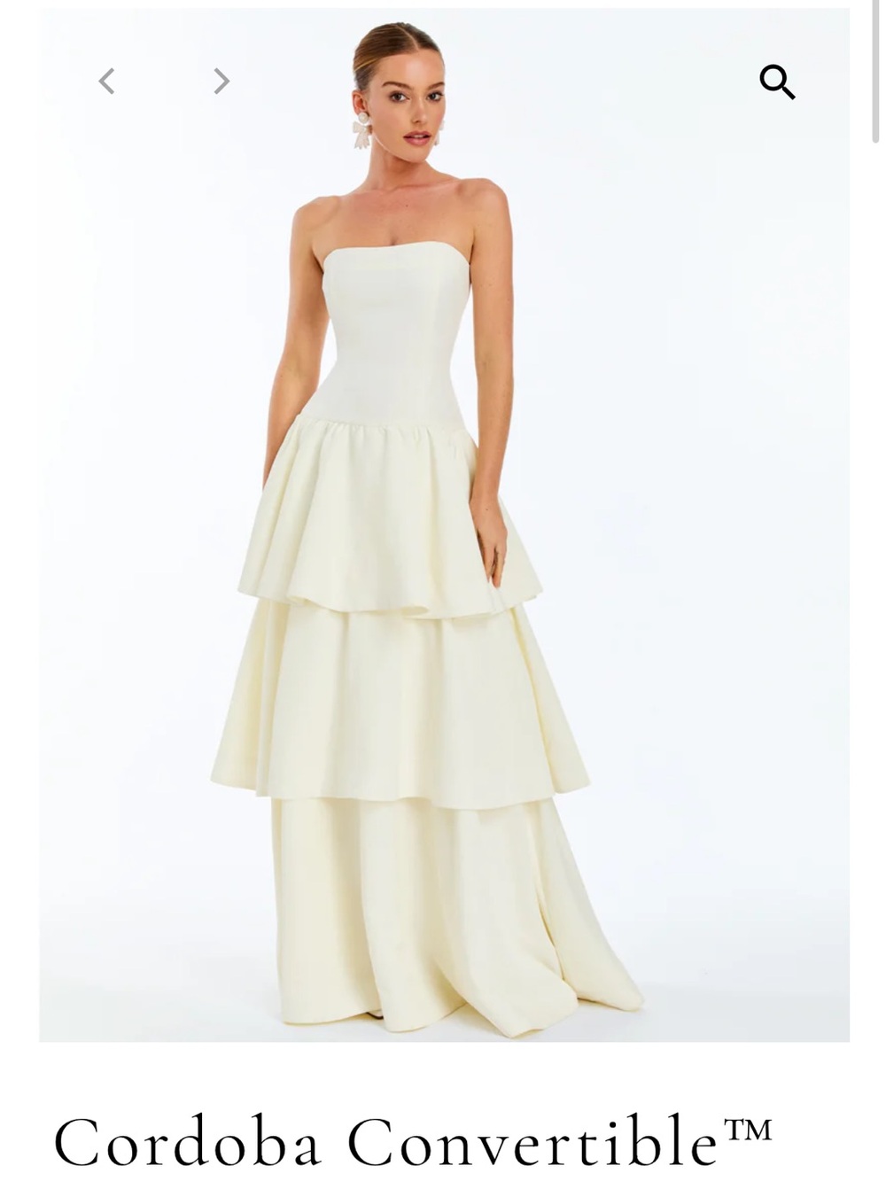 Cordoba Convertible Strapless Cream Tiered Gown